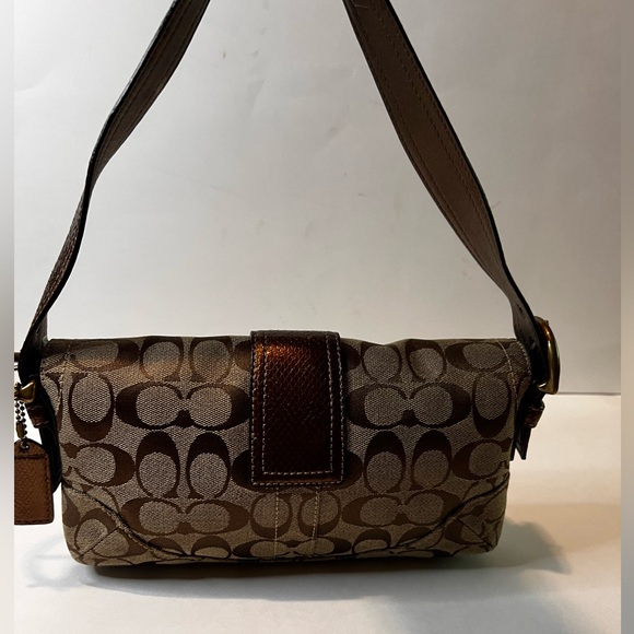 Coach Vintage 2005 Signature Flap Shoulder Bag W/Snake Skin Bronze  8K38 - Picture 4 of 15